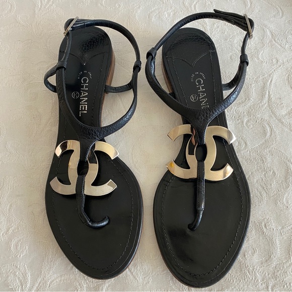 Chanel CC logo flat sandals - Picture 2 of 11